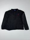 Ralph Lauren Cable Knit Polo Sweater – Black – Size (L)
