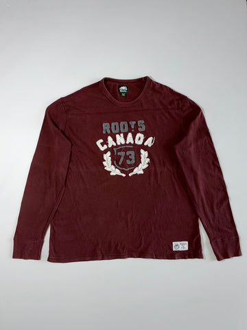 Roots Canada ’73 Maroon Varsity Long Sleeve Tee (2XL)