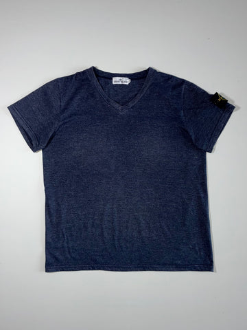 Stone Island Navy V-Neck T-Shirt – Size (XL)