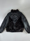 Fur-Panel Leather Bomber Jacket (M/L)