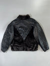 Fur-Panel Leather Bomber Jacket (M/L)