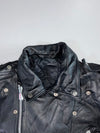 Classic Belted Black Leather Biker Jacket (XL)