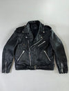 Classic Belted Black Leather Biker Jacket (XL)
