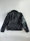 Classic Belted Black Leather Biker Jacket (XL)