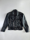 Vintage Belted Black Leather Jacket (2XL)