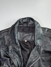 Vintage Belted Black Leather Jacket (2XL)