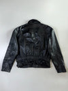 Vintage Belted Black Leather Jacket (2XL)