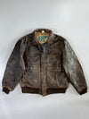Aéropostale-Style Distressed Leather Bomber Jacket (XL)