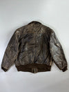 Aéropostale-Style Distressed Leather Bomber Jacket (XL)