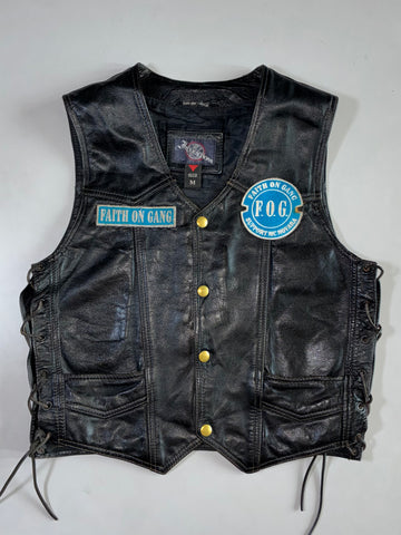 F.O.G. “Faith on Gang” Leather Biker Vest (M)