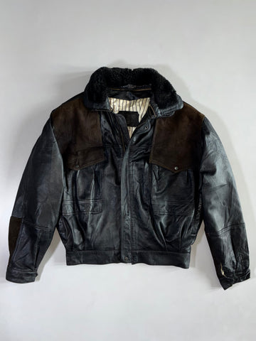 Vintage Premium Original Bomber (Detechable Collar) Leather Jacket (M)