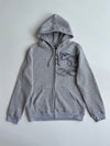 Graphic Wave Embroidered Zip-Up Hoodie  Grey (M)