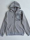 Graphic Wave Embroidered Zip-Up Hoodie  Grey (M)