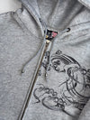 Graphic Wave Embroidered Zip-Up Hoodie  Grey (M)