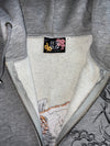Graphic Wave Embroidered Zip-Up Hoodie  Grey (M)