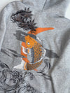 Graphic Wave Embroidered Zip-Up Hoodie  Grey (M)