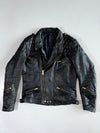 Quilted Shoulder Braided Leather Moto Jacket (M)