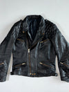 Quilted Shoulder Braided Leather Moto Jacket (M)