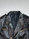 Quilted Shoulder Braided Leather Moto Jacket (M)
