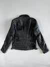 Quilted Shoulder Braided Leather Moto Jacket (M)