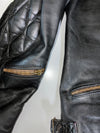 Quilted Shoulder Braided Leather Moto Jacket (M)