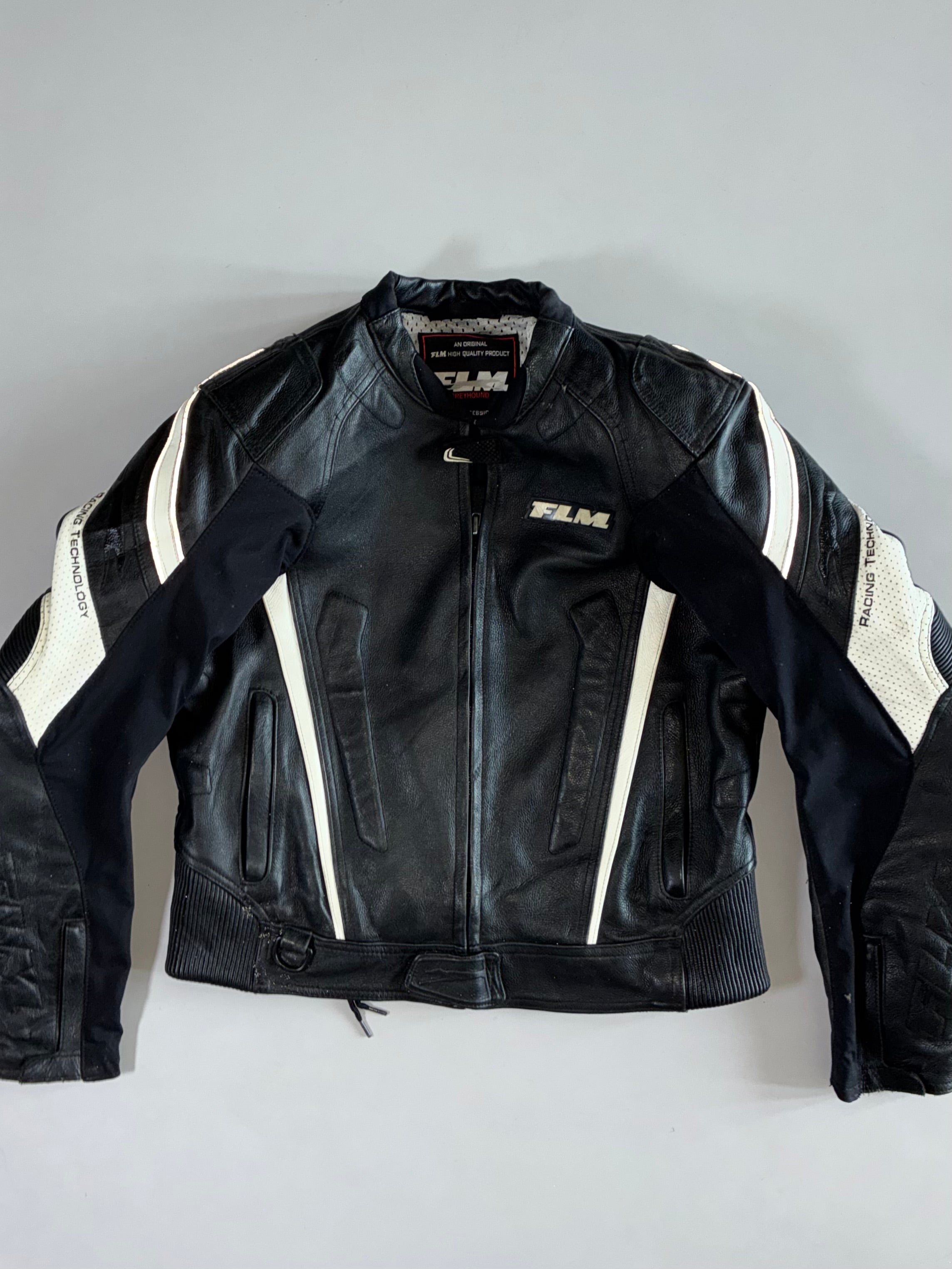 FLM Greyhound Racing Leather Jacket Padded (S/M) – Drip Drop Attire