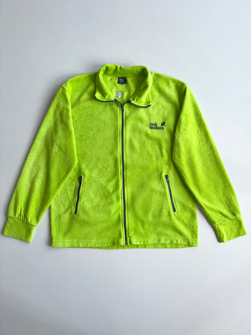Jack Wolfskin Neon Green Zip-Up Fleece Jacket (XL)