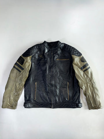 W-TEC Cafe Racer Two-Tone Leather Jacket PADDED (2XL/3XL)