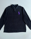 Polo Ralph Lauren Black Long Sleeve Polo  Purple Big Pony (2XL/3XL)