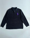 Polo Ralph Lauren Black Long Sleeve Polo  Purple Big Pony (2XL/3XL)