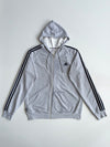 Adidas Grey 3-Stripes Zip-Up Hoodie (L)
