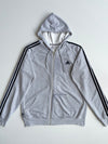 Adidas Grey 3-Stripes Zip-Up Hoodie (L)