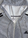 Adidas Grey 3-Stripes Zip-Up Hoodie (L)