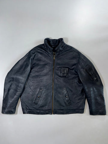 MVR Vintage Leather Biker Jacket (Made in France) (2XL)
