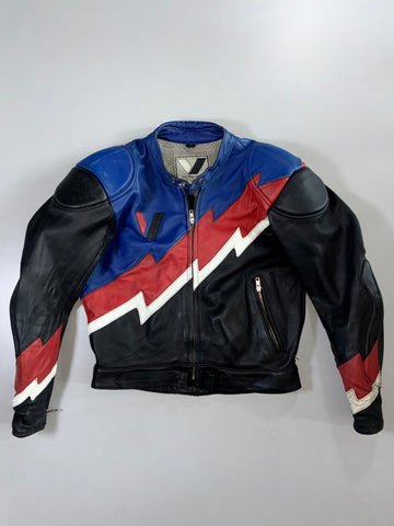 Vanucci Lightning Bolt Racing Leather Jacket Padded (S)