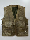 Vintage Olive Leather Utility/Safari Vest (L)