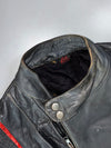 Kett Black Leather Cafe Racer Jacket with Red Stripe (L)