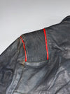 Kett Black Leather Cafe Racer Jacket with Red Stripe (L)