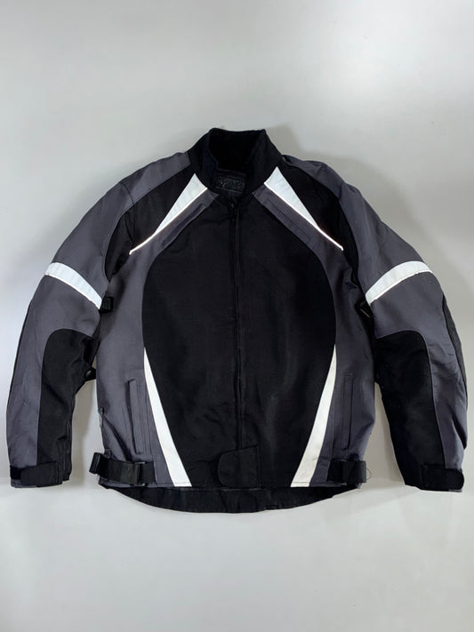 Black/Grey Textile Motorcycle Jacket Padded (XL)
