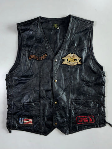 Canyon Creek Patchwork Leather Biker Vest (L)
