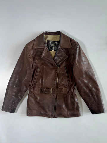 Simard & Voyer Brown Leather Belted Jacket Women’s(S)
