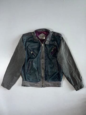 Private Grey Two-Tone Leather/Suede Jacket (L)
