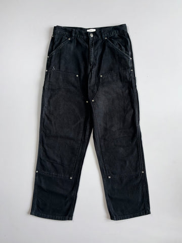 Common Need Black Double-Knee Carpenter Pants (W:30) (L:40)
