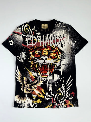 Vintage Ed Hardy All over Rhinestone Tiger & Eagle Tee (M/L)