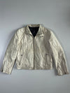 Distressed White Leather Moto Jacket (M)