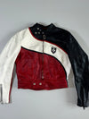 Harro Tricolor Leather Racing Jacket — Made in Germany (XXS)