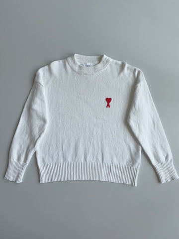 Ami de Coeur Logo Knit Sweater – White (L)