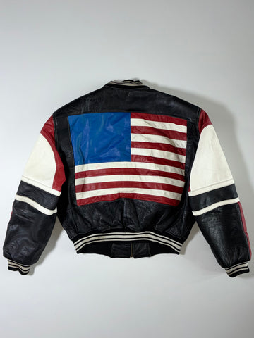 American Flag Leather Bomber Jacket (M/L)