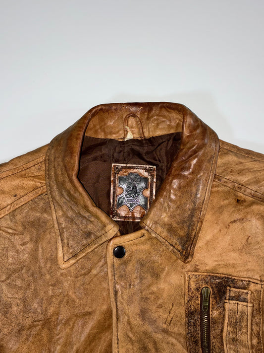 Sardar London Distressed (Detechable Arms) Leather Jacket (M/L)