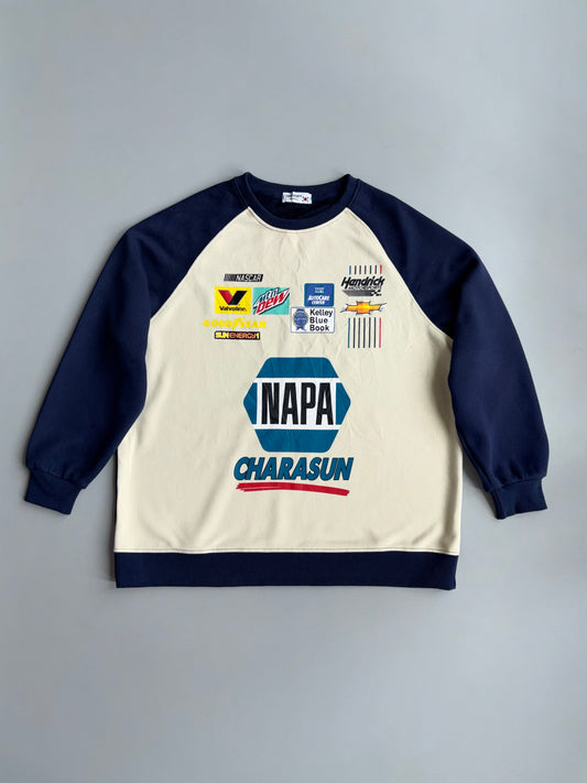 Nascar | Cream Navy Racing Graphic Sweatshirt | (XL)